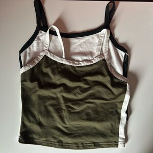 Stylish Olive Green and Black Women's Top